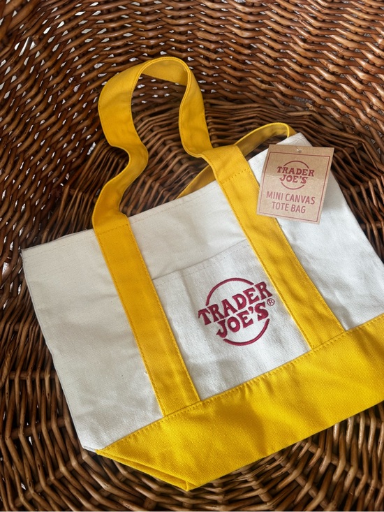 Trader Joe'S Handbags - Trader Joe's Mini Canvas Tote Bag in Yellow and Cream